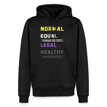 Normal Equal Legal Healthy Nonbinary Pride Enby - Männer Premium Bio Hoodie - Schwarz - Vorne - Nico (187cm)