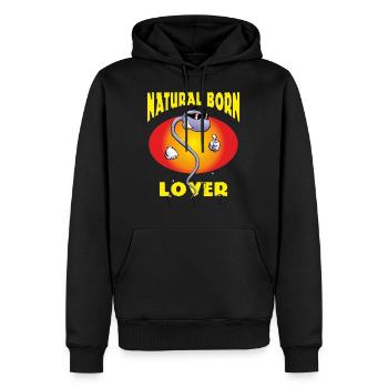 FD - Natural born Lover Spermium Cool mit - Männer Premium Bio Hoodie - Schwarz - Vorne - Nico (187cm)