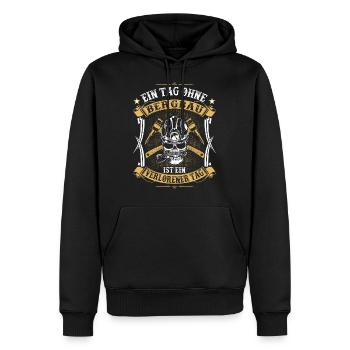 Ein Tag ohne Bergbau ist ein verlorener Tag - Männer Premium Bio Hoodie - Schwarz - Vorne - Nico (187cm)