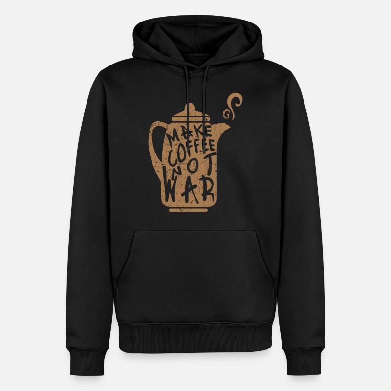 Make coffee not war - Männer Premium Bio Hoodie - Schwarz