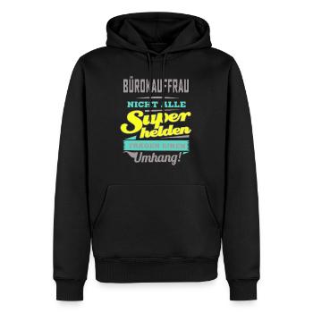 NEON Design für Superhelden - Bürokauffrau - - Männer Premium Bio Hoodie - Schwarz - Vorne - Nico (187cm)