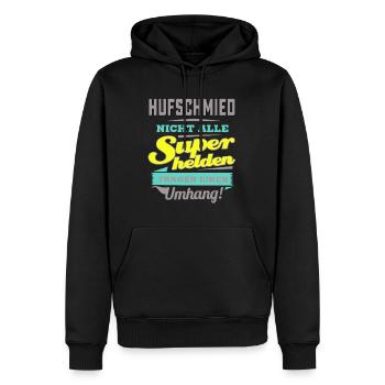 NEON Design für Superhelden - Hufschmied - Gesch - Männer Premium Bio Hoodie - Schwarz - Vorne - Nico (187cm)