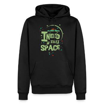 GREEN J'AI BESOIN D'ESPACE - soucoupes dictons chemise - Sweat à capuche Premium bio Homme - noir - Devant - Nico (187cm)