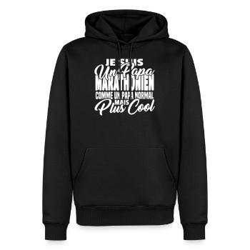 Papa marathonien mais plus cool - Sweat à capuche Premium bio Homme - noir - Devant - Nico (187cm)