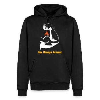 Der Bizeps brennt Muskeln Sport Fitness - Männer Premium Bio Hoodie - Schwarz - Vorne - Nico (187cm)