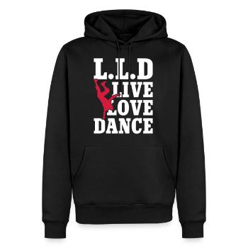 Live Love Dance - Sweat à capuche Premium bio Homme - noir - Devant - Nico (187cm)