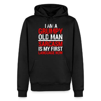 T-shirt drôle de Sarcasm de vieillard grincheux - Sweat à capuche Premium bio Homme - noir - Devant - Nico (187cm)