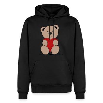 Teddybär mit Herz - Männer Premium Bio Hoodie - Schwarz - Vorne - Nico (187cm)