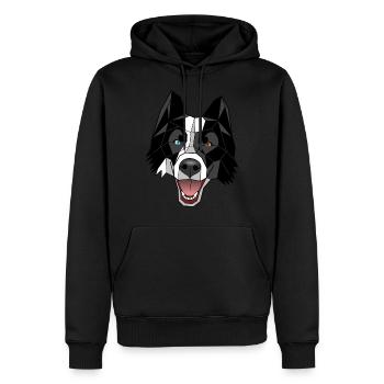 Laika aus Jakutien - Bogdan - Männer Premium Bio Hoodie - Schwarz - Vorne - Nico (187cm)