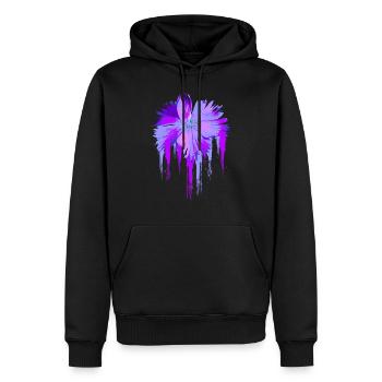 Lila Blume - Männer Premium Bio Hoodie - Schwarz - Vorne - Nico (187cm)
