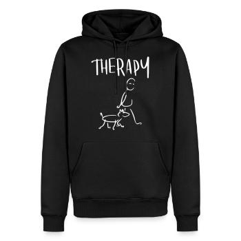 Aller à Therapy - Sweat à capuche Premium bio Homme - noir - Devant - Nico (187cm)