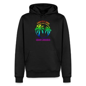 Îles Canaries Grande Canarie Rainbow Gay - Sweat à capuche Premium bio Homme - noir - Devant - Nico (187cm)