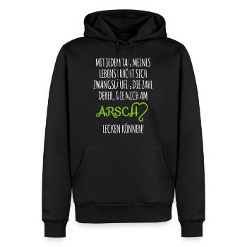 AM ASS - Sweat à capuche Premium bio Homme - noir - Devant - Nico (187cm)