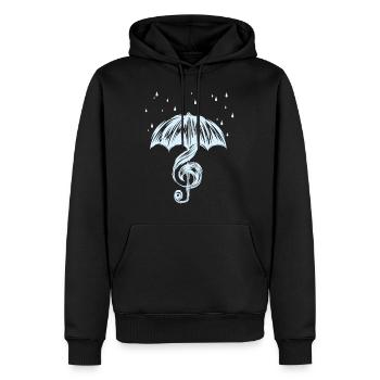 Notenschlüssel im Regen - Männer Premium Bio Hoodie - Schwarz - Vorne - Nico (187cm)