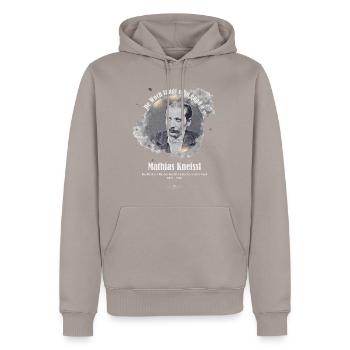 Mathias Kneissl - Räuber Kneißl - Männer Premium Bio Hoodie - Taupe - Vorne - Nico (187cm)