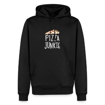 Pizza junkie - Men’s Premium Organic Hoodie - black - Front - Nico (187cm)