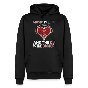 DJ - Musik ist Leben - Männer Premium Bio Hoodie - Schwarz - Vorne - Nico (187cm)