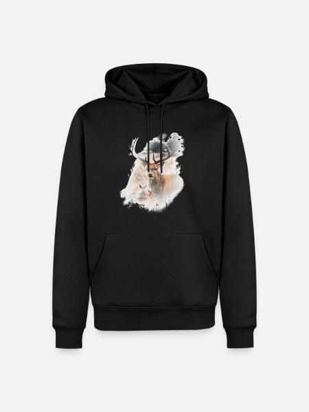 Deer - Men’s Premium Organic Hoodie - black