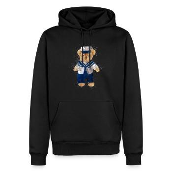 Nounours marin - Sweat à capuche Premium bio Homme - noir - Devant - Nico (187cm)