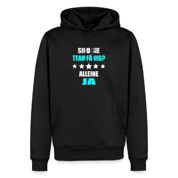 Êtes-vous en équipe ? Seul, oui - Sweat à capuche Premium bio Homme - noir - Devant - Nico (187cm)