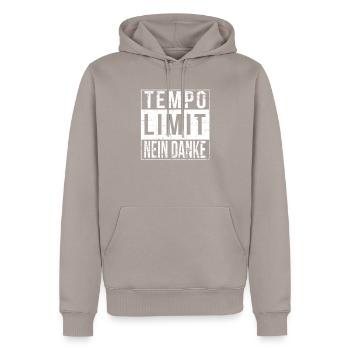 Speed limit No thanks - no speed limit highway - Men’s Premium Organic Hoodie - taupe - Front - Nico (187cm)