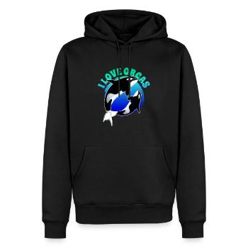 J'adore les orques - Sweat à capuche Premium bio Homme - noir - Devant - Nico (187cm)