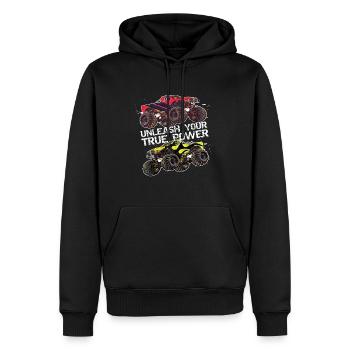 Camion monstre - Sweat à capuche Premium bio Homme - noir - Devant - Nico (187cm)