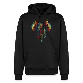 Native American Kokopelli Whale Dreamcatcher 1 - Männer Premium Bio Hoodie - Schwarz - Vorne - Nico (187cm)