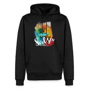 T-shirt vintage Cuba Salsa Havana - Sweat à capuche Premium bio Homme - noir - Devant - Nico (187cm)