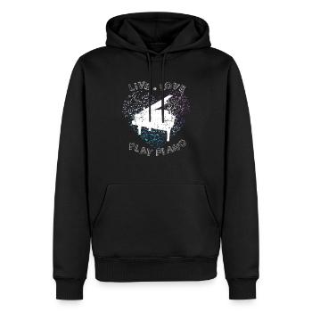 Musicien coeur de piano - Sweat à capuche Premium bio Homme - noir - Devant - Nico (187cm)