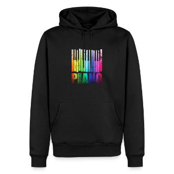 piano - Sweat à capuche Premium bio Homme - noir - Devant - Nico (187cm)
