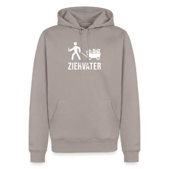 Ziehvater Bollerwagen | Papa Männergeschenk Vater - Männer Premium Bio Hoodie - Taupe - Vorne - Nico (187cm)