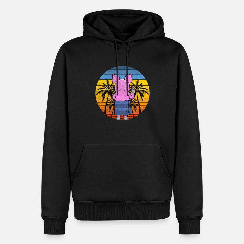 Cochon Sur la plage Vacances - Sweat à capuche Premium bio Homme - noir