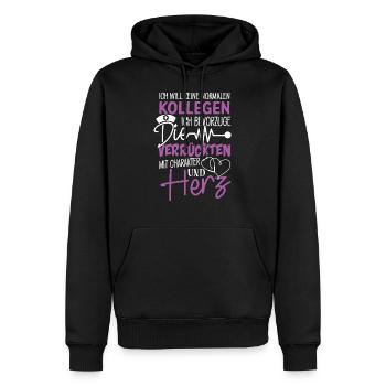 Aide aux personnes âgées Aide aux personnes âgées Aide soignante - Sweat à capuche Premium bio Homme - noir - Devant - Nico (187cm)