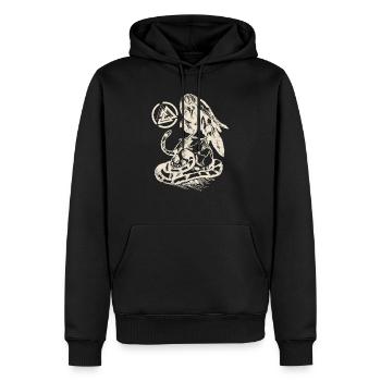 Midgard Odin Skull - Männer Premium Bio Hoodie - Schwarz - Vorne - Nico (187cm)
