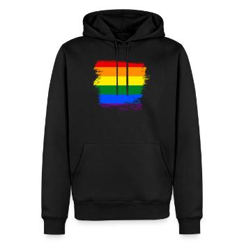 Drapeau arc-en-ciel LGBT - Sweat à capuche Premium bio Homme - noir - Devant - Nico (187cm)