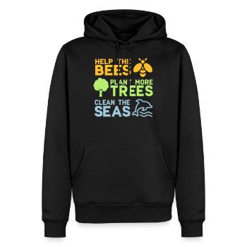 Aidez les abeilles à planter plus d'arbres | Forêt arbres nature - Sweat à capuche Premium bio Homme - noir - Devant - Nico (187cm)