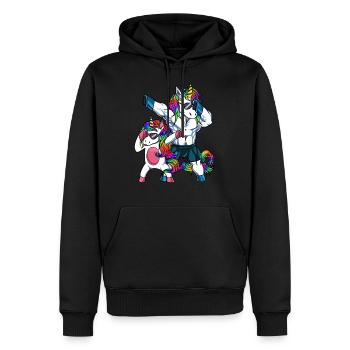 Tamponner papa et fille licorne - Sweat à capuche Premium bio Homme - noir - Devant - Nico (187cm)