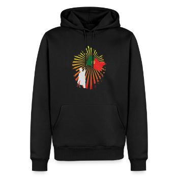 Portugal - Sweat à capuche Premium bio Homme - noir - Devant - Nico (187cm)