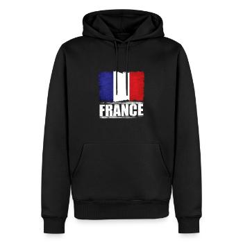 France - Sweat à capuche Premium bio Homme - noir - Devant - Nico (187cm)