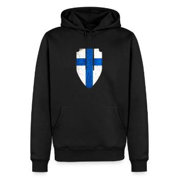 Armoiries de la Finlande - Sweat à capuche Premium bio Homme - noir - Devant - Nico (187cm)