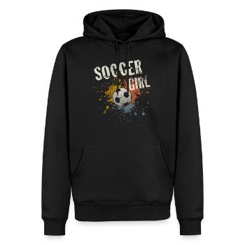 Football filles - Sweat à capuche Premium bio Homme - noir - Devant - Nico (187cm)