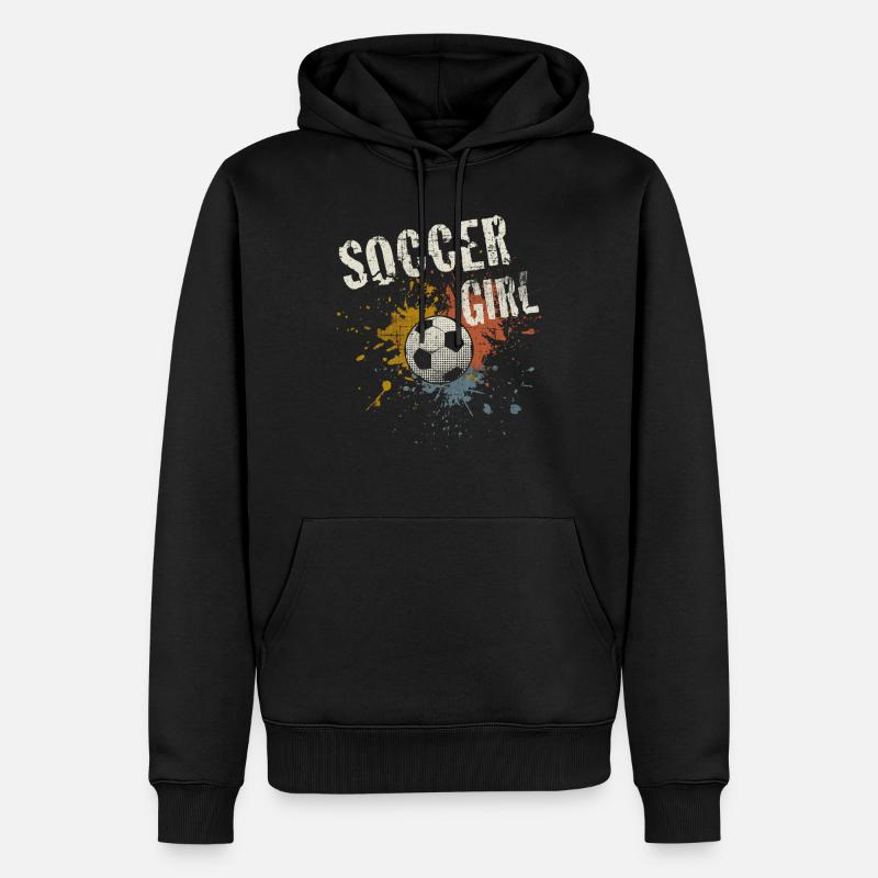 Fußball Mädchen - Männer Premium Bio Hoodie - Schwarz
