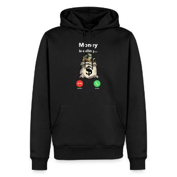 L'argent appelle - Sweat à capuche Premium bio Homme - noir - Devant - Nico (187cm)