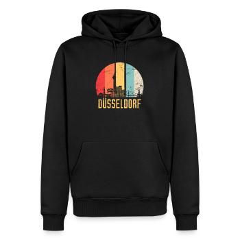 Düsseldorf Skyline Silhouette 80er Retro Vintage - Männer Premium Bio Hoodie - Schwarz - Vorne - Nico (187cm)