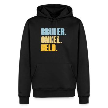 bruder onkel held Geschenk für Bruder Onkel - Männer Premium Bio Hoodie - Schwarz - Vorne - Nico (187cm)
