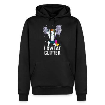 Ich schwitze beim Einhorn-Gewichtheben - Männer Premium Bio Hoodie - Schwarz - Vorne - Nico (187cm)