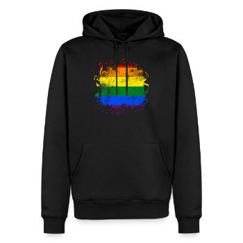 Drapeau arc-en-ciel Gay Pride LGBT Musique - Sweat à capuche Premium bio Homme - noir - Devant - Nico (187cm)
