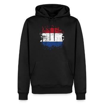 Hollande Musique - Sweat à capuche Premium bio Homme - noir - Devant - Nico (187cm)