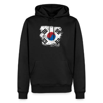 Corée du Sud - Sweat à capuche Premium bio Homme - noir - Devant - Nico (187cm)